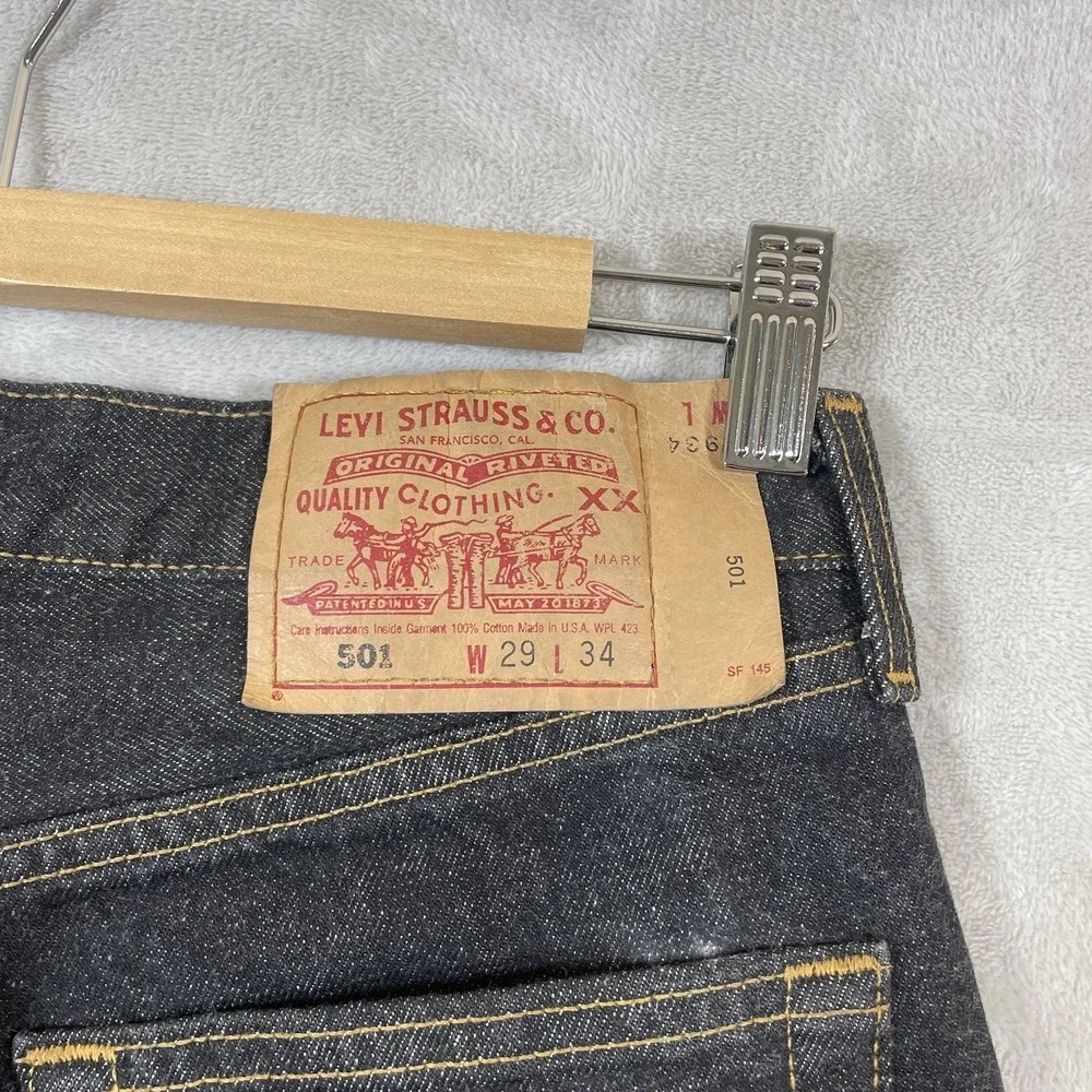 Vtg Black USA 501 Jeans Mens 29x34 (fit 28x33) Made in USA Excellent 501-0155